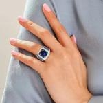 5 ct Created Round Cut Sapphire & Diamond Unisex Engagement Ring 14K Gold Plated