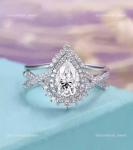 Natural Diamond 10K White Gold Wedding Solitaire with Accents Boho Ring Jewelry