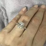 3 ctw Created Emerald & Round Cut Diamond Engagement Ring 14K White Gold Plated