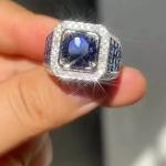 5 ct Created Round Cut Sapphire & Diamond Unisex Engagement Ring 14K Gold Plated