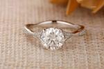 Natural Diamond New Prong Solitaire with Accents Ring Jewelry 14K White Gold