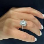 3 ctw Created Emerald & Round Cut Diamond Engagement Ring 14K White Gold Plated