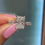 3 ctw Created Radiant & Round Cut Diamond Engagement Ring 14K White Gold Plated