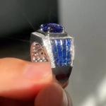 5 ct Created Round Cut Sapphire & Diamond Unisex Engagement Ring 14K Gold Plated