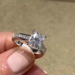 3 ctw Created Emerald & Round Cut Diamond Engagement Ring 14K White Gold Plated