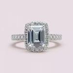 3 ctw Created Emerald & Round Cut Diamond Engagement Ring 14K White Gold Plated