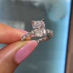 3 ctw Created Radiant & Round Cut Diamond Engagement Ring 14K White Gold Plated