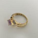 Vintage Purple Amethyst Gemstone Diamond Ring 10K Yellow Gold, 2.65 Grams