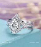 Natural Diamond 10K White Gold Wedding Solitaire with Accents Boho Ring Jewelry