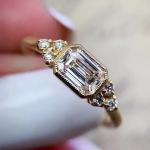 2Ct Emerald Cut Lab Created Women's Diamond Wedding Ring 14K Yellow Gold Finish