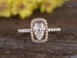 14K Rose Gold Natural Diamond Solitaire with Accents Prong Wedding Ring Jewelry