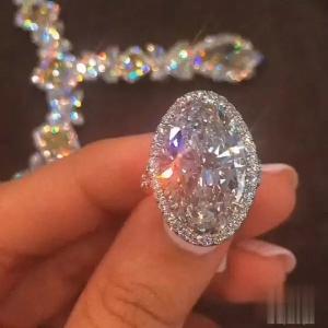 7 ctw Lab Created Oval Cut Diamond Women's Engagement Ring 14K White Gold Plated