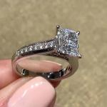 3 ctw Created Emerald & Round Cut Diamond Engagement Ring 14K White Gold Plated