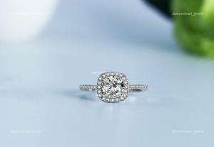 Natural Diamond Elegant Solitaire with Accents Ring Jewelry 14K Solid White Gold