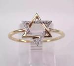 1Ct Round Lab Created Diamond Star of David Wedding Ring 14K Yellow Gold Plated