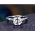 Round Natural Diamond Solitaire with Accents Ring Jewelry 14K Solid White Gold