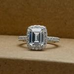 3 ctw Created Emerald & Round Cut Diamond Engagement Ring 14K White Gold Plated