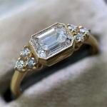 2Ct Emerald Cut Lab Created Women's Diamond Wedding Ring 14K Yellow Gold Finish