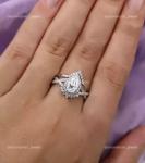 Natural Diamond 10K White Gold Wedding Solitaire with Accents Boho Ring Jewelry