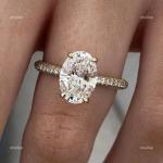 14K Gold Oval Diamond Prong Solitaire with Accents Courageous Lady Ring Jewelry