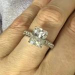 3 ctw Created Emerald & Round Cut Diamond Engagement Ring 14K White Gold Plated