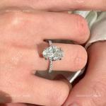 Oval Diamond 14K Solid White Gold Statement Solitaire Trendy Prong Ring Jewelry