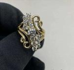 2Ct Round Cut Lab Created Diamond Cluster Engagement Ring 14k Yellow Gold Plated