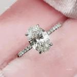 Brilliant Cut Diamond 14K Solid White Gold Solitaire with Accents Ring Jewelry