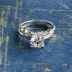 14K Solid White Gold Natural Diamond Solitaire with Accents Prong Ring Jewelry