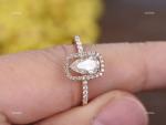 14K Rose Gold Natural Diamond Solitaire with Accents Prong Wedding Ring Jewelry