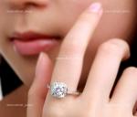 Natural Diamond Elegant Solitaire with Accents Ring Jewelry 14K Solid White Gold