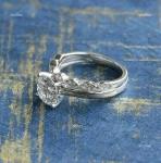 14K Solid White Gold Natural Diamond Solitaire with Accents Prong Ring Jewelry