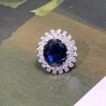 8ct Lab Created Oval Cut Sapphire & Diamond Halo Engagement Ring 14K Gold Plated