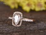 14K Rose Gold Natural Diamond Solitaire with Accents Prong Wedding Ring Jewelry