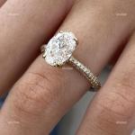 14K Gold Oval Diamond Prong Solitaire with Accents Courageous Lady Ring Jewelry