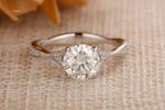 Natural Diamond New Prong Solitaire with Accents Ring Jewelry 14K White Gold