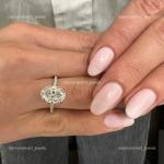 Oval Diamond 14K Solid White Gold Statement Solitaire Trendy Prong Ring Jewelry