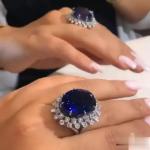 8ct Lab Created Oval Cut Sapphire & Diamond Halo Engagement Ring 14K Gold Plated