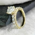2Ct Round Cut Lab Created Diamond Women's Engagement Ring 14K Yellow Gold Finish