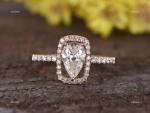 14K Rose Gold Natural Diamond Solitaire with Accents Prong Wedding Ring Jewelry