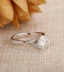 Natural Diamond New Prong Solitaire with Accents Ring Jewelry 14K White Gold