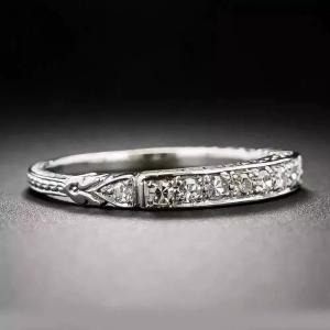0.5 CT Lab Created Diamond Women's 14K White Gold Plated Art Deco Thin Band Ring