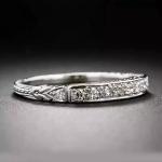 0.5 CT Lab Created Diamond Women's 14K White Gold Plated Art Deco Thin Band Ring