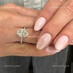 Oval Diamond 14K Solid White Gold Statement Solitaire Trendy Prong Ring Jewelry