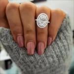 2 ct Created Oval & Round Cut Diamond Halo Engagement Ring 14K White Gold Plated