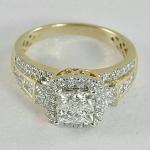 2Ct Princess Cut Lab Created Diamond 14K Gold Plated Engagement Cluster Ring