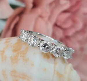 2 CTW Round Lab Created Diamond 14k White Gold Plated 925 Band Engagement Ring