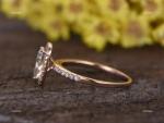 14K Rose Gold Natural Diamond Solitaire with Accents Prong Wedding Ring Jewelry