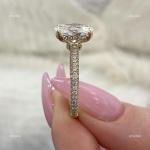 14K Gold Oval Diamond Prong Solitaire with Accents Courageous Lady Ring Jewelry