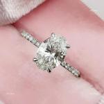 Brilliant Cut Diamond 14K Solid White Gold Solitaire with Accents Ring Jewelry